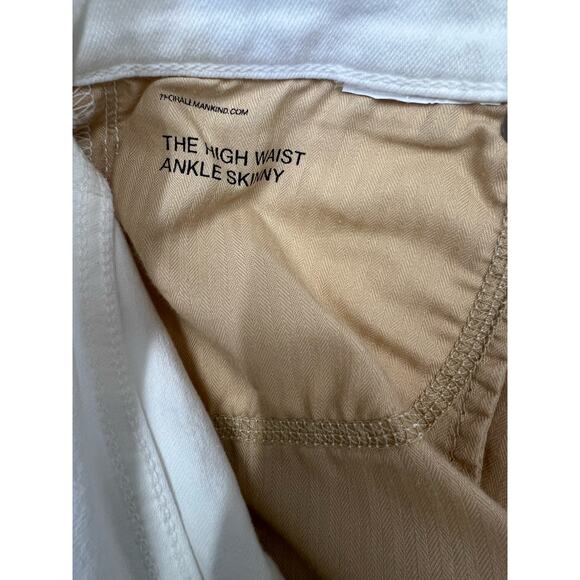 Seven for All Mankind Jeans High Waist Ankle Skinny White w/ Denim Patch Pocket - Picture 16 of 16